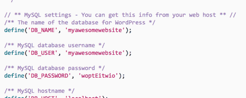 wp-config.php Database Name