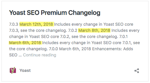 Yoast SEO Changelog