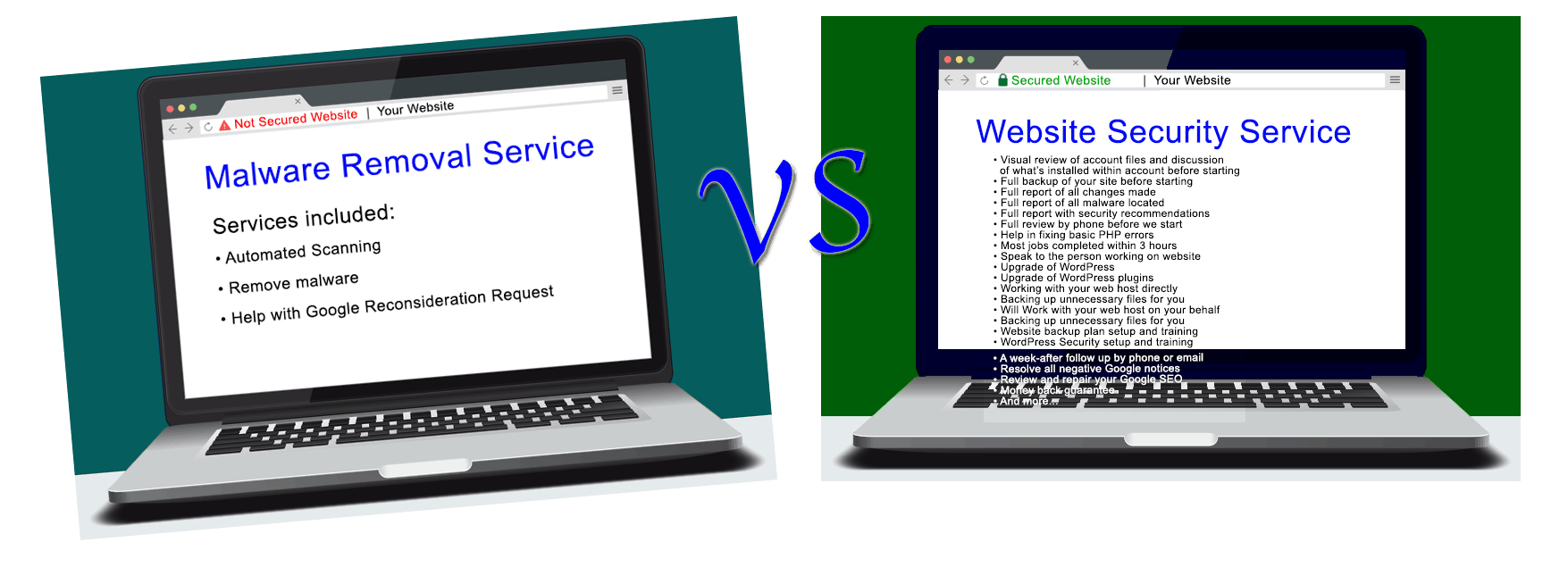 malware removal service versus website security service