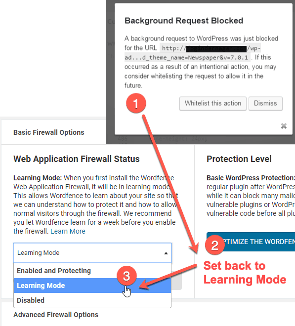 How to set Wordfence back to Learning Mode
