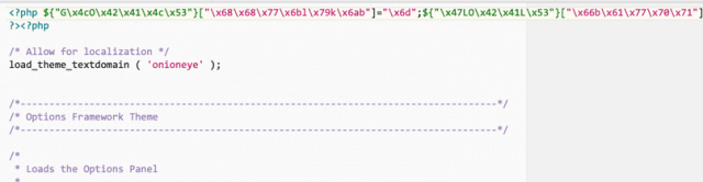 Example of a Hacked WordPress theme file.