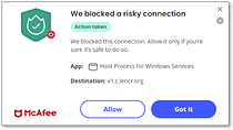 McAfee WebAdvisor Risky Website image