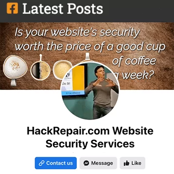 Link to HackRepair.com Website Security Facebook account